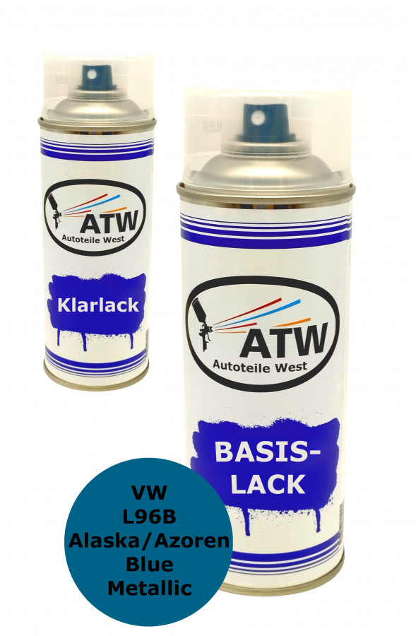 Autolack für VW L96B Alaska/Azoren Blue Metallic+400ml Klarlack Set